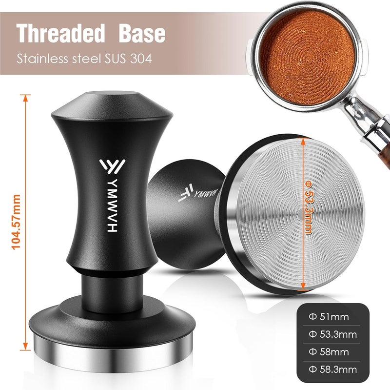 YMWVH Espresso Tamper 53.3mm with 20lb/30lbs Replacement Springs Tamper Black, Professional Barista Coffee Tamper With 100% Stainless Steel Ripple Base, Compatible with Breville 54mm Portafilter - Image 2